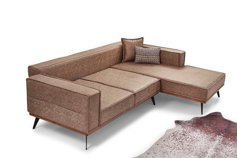 YENİ LOFT NUBUK KÖŞE TAKIMI , KAHVE