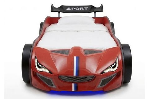 TURBO GT1 LEDLİ ARABALI YATAK, KIRMIZI, 100X190