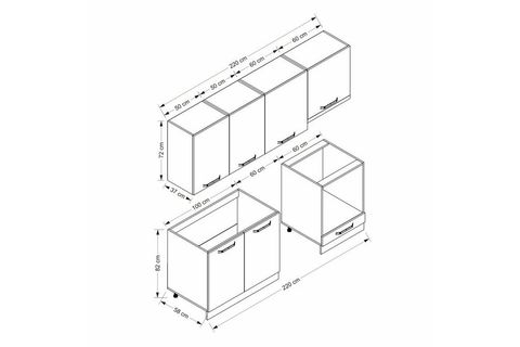 MİNAR 220 CM MUTFAK DOLABI BEYAZ DORE 220 D14