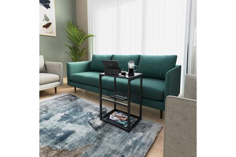 TEDİ METAL AYAKLI DEKORATİF TEL RAFLI YAN SEHPA, ANTRASİT