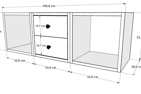 KİTAPLIKLI ÇEKMECELİ DUVAR RAFI, BEYAZ, 100 CM, DVR-1018-Ç