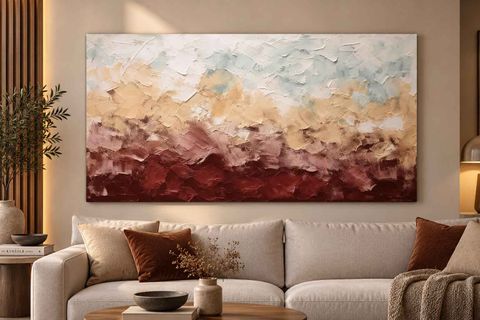 SOYUT BORDO PEMBE VE KREM GEÇİŞLİ DESEN ORİJİNAL YAĞLI BOYA TABLO