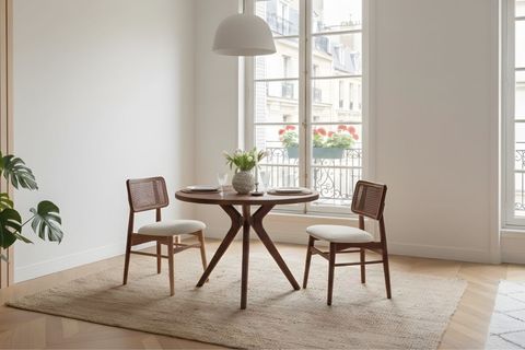 BELLE YUVARLAK MUTFAK MASA TAKIMI, CEVİZ, 90 CM