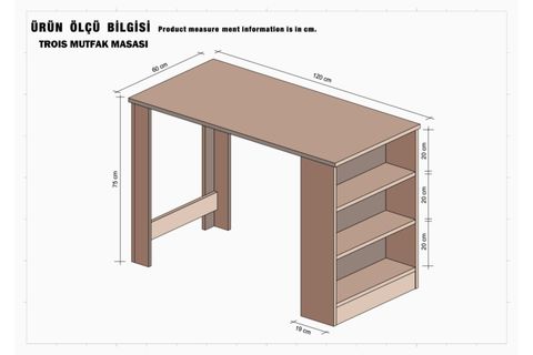 4 KİŞİLİK MUTFAK MASASI BÖLMELİ RAFLI YEMEK MASASI