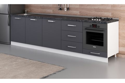 MİNAR 300 CM MUTFAK DOLABI BEYAZ ANTRASİT 300-A10-ALT MODÜL