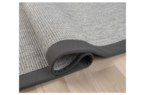 BORDÜRLÜ HASIR DOKULU SİSAL MAKİNE HALISI, GRİ, 80X200