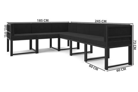 GARDEN 6 KİŞİLİK BALKON BAHÇE MUTFAK KÖŞE TAKIMI, SİYAH