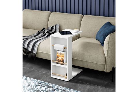 HALO TEKERLEKLİ YAN SEHPA, BEYAZ