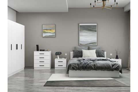 KALE210 YATAK ODASI TAKIMI, BEYAZ, 4 KAPAKLI, SET 114