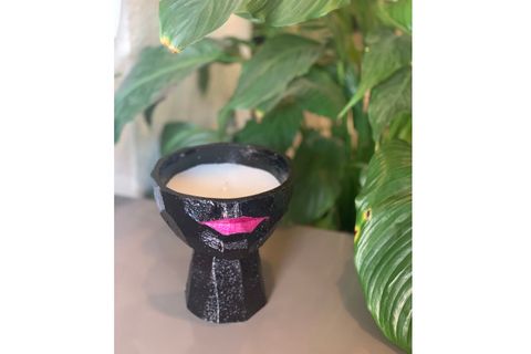 BÜYÜK KADEH MUM DUDAK FİGÜRLÜ, SİYAH