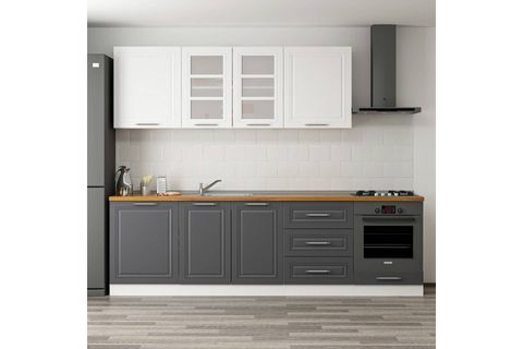 MİNAR 270 CM MEBRAN C MUTFAK DOLABI BEYAZ ANTRASİT 270-MCBA3