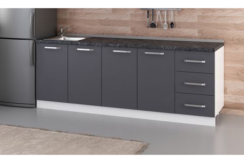 MİNAR 225 CM MUTFAK DOLABI BEYAZ ANTRASİT 225-A2-ALT MODÜL