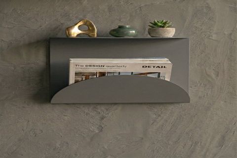GALVANİZ METAL DERGİLİK RAF, CAM GRİ, 20X30X5 CM