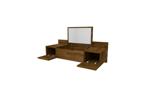 WOODFACE AMBER AYNALI MAKYAJ MASASI, CEVİZ