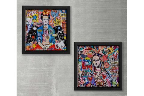 AHŞAP TRAVERTEN DOKULU POP ART 2'Lİ