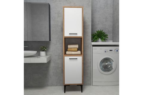 ARNETTİ DAMİNOL 5 RAFLI 2 KAPAKLI ÇOK AMAÇLI MUTFAK DOLABI, ATLANTİK ÇAM BEYAZ - DAMİNOL