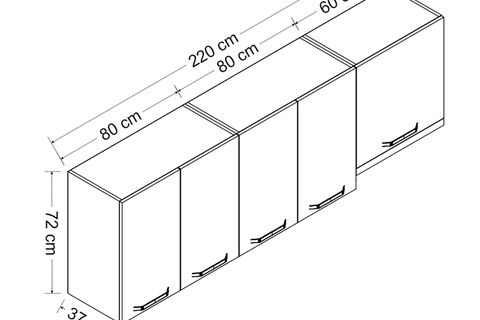 MİNAR 220 CM MUTFAK DOLABI BEYAZ 220-B5-ÜST MODÜL