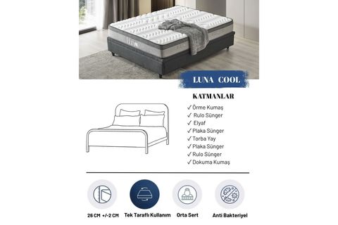 LUNA COOL ULTRA FULL ORTOPEDİK PAKET YAYLI YATAK, 100X200