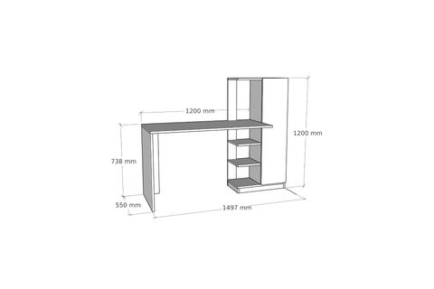 YAĞIZ DOLAPLI RAFLI ÇALIŞMA BİLGİSAYAR MASASI, BEYAZ