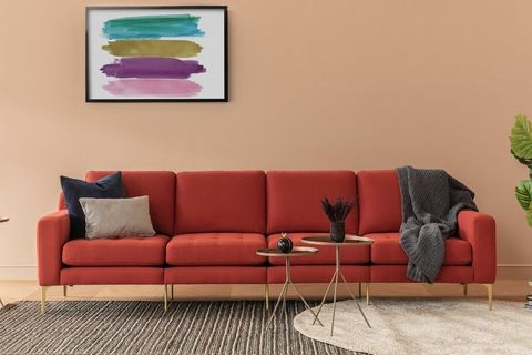 NORMOD DÖRTLÜ KOLTUK, KIRMIZI, METAL ALTIN AYAK