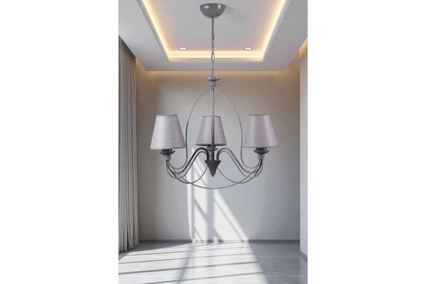 BERFİN ÜÇLÜ GRİ HASIR GRİ ABAJRULU AVİZE