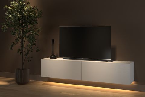 RAMİ DUVARA MONTE LED IŞIKLI TV SEHPASI, MİNİFİKSLİ BEYAZ