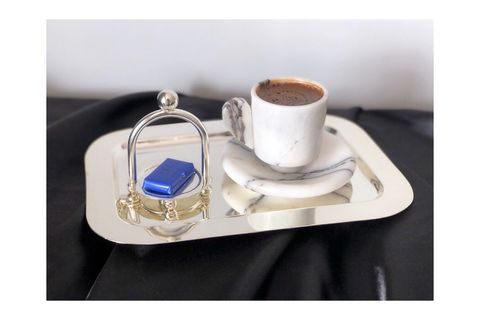 LUX & MARBLE DELİCİA GÜMÜŞ GÜMÜŞ KAPLAMA MAKARONLUK VE LOKUMLUK