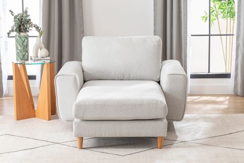 MERLİN DAYBED, FİTİLLİ KOL, NATUREL AYAK, RECYCLED KUMAŞ, AÇIK GRİ