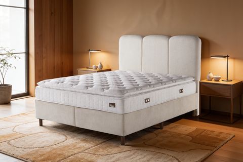 PARİS BAZA BAŞLIK VE YATAK SETİ, KREM, 150X200