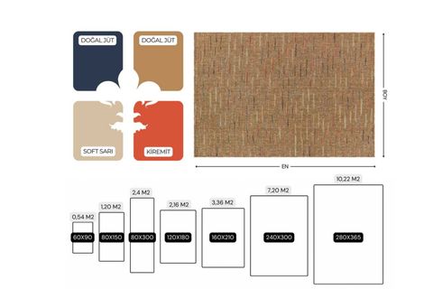 PERA HALI KAHVE SİSAL RENKLİ ÇİZGİ DETAYLI HALI FM05M 60X90 CM