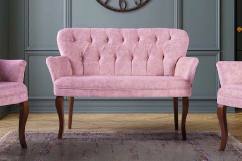 HOMERAY KOLLU MODEL 2+1+1 ÇAY SETİ KOLTUK TAKIMI PEMBE
