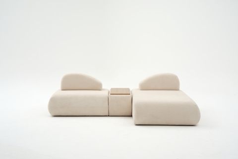 LİVA KÖŞE KOLTUK, UZANMALI SEHPALI, KREM