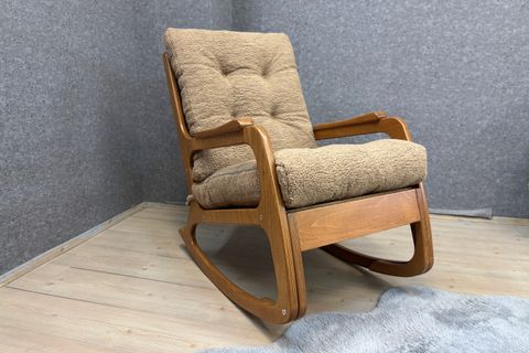 KONTES SALLANAN SANDALYE, TEDDY KAHVE, AÇIK CEVİZ AYAK