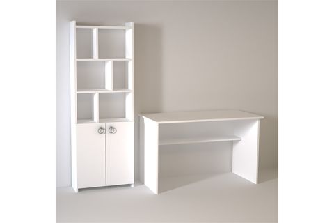 KALENDER DEKOR ELLEN MAYRA BİLGİSAYAR VE ÇALIŞMA MASASI TAKIMI, BEYAZ, 120 CM, ELM01