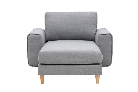 MERLİN DAYBED, FİTİLLİ KOL, NATUREL AYAK, KETEN KUMAŞ, GRİ