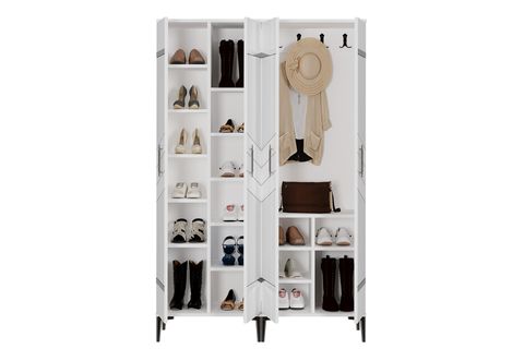 GAVİN AC PORTMANTO VESTİYER AYAKKABILIK, BEYAZ GÜMÜŞ