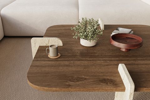 POALLA İSKANDİNAV BOHEM CEVİZ DESEN ORTA SEHPA, CEVİZ