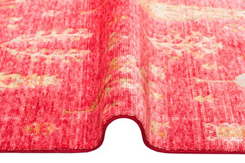 EKO HALI ZARA ZR 06 RED AUTUMN KIRMIZI OTANTİK DESENLİ HAV TOZ VERMEZ KOLAY TEMİZLENEN BAMBU VİSKON EL EMEĞİ MODERN UŞAK HALISI 90X150