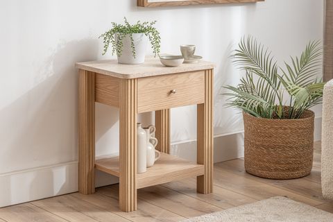 HAVEN ÇEKMECELİ KAHVE SEHPASI, MEŞE TRAVERTEN