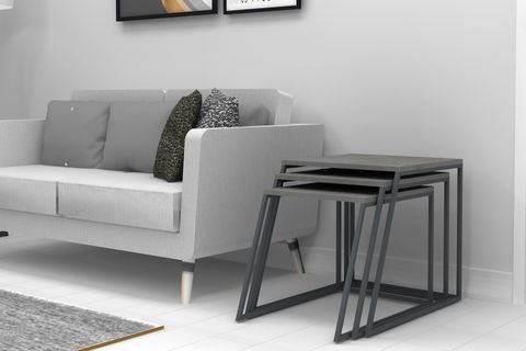 SODXWOOD KARY ÜÇLÜ ZİGON SEHPA, RETRO GRİ