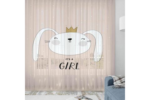 ELSE SEVİMLİ HİPOPOTAM İSKANDİNAV DESENLİ DEKORATİF ÇOCUK BEBEK TÜL FON PERDE 140X270