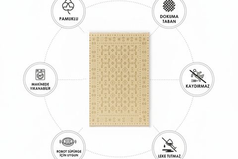 BEJ ANTİK DOKUMA TABAN HALI, 476 YNG, 120X180 CM