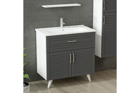 VERA BANYO DOLABI AY2K1Ç214, BEYAZ ANTRASİT, 85CM