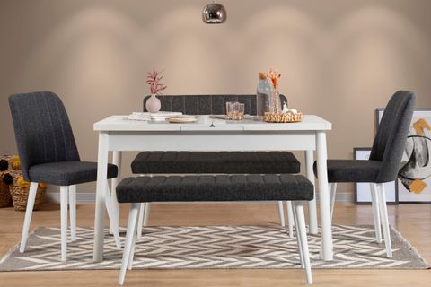 STORMİ AÇILIR MASA TAKIMI, BEYAZ ANTRASİT 1053, 120X75
