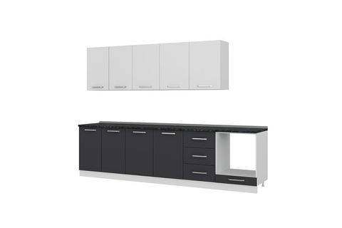 MİNAR  ELA 300 CM MUTFAK DOLABI BEYAZ ANTRASİT 300-A4