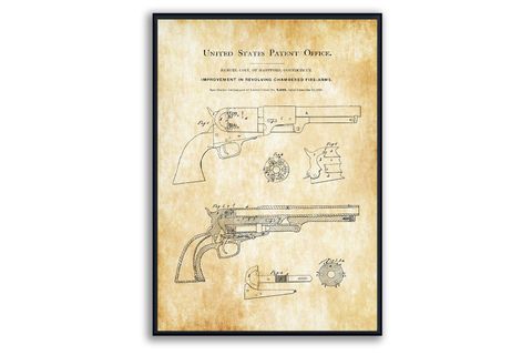 AHŞAP ÇERÇEVELİ VİNTAGE TABLO SETİ, GUNS 1, 50X70