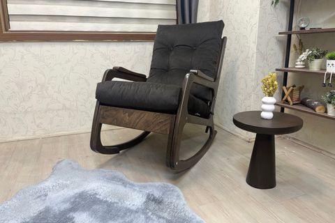 KONTES SALLANAN SANDALYE, ACI KAHVE, KOYU CEVİZ AYAK