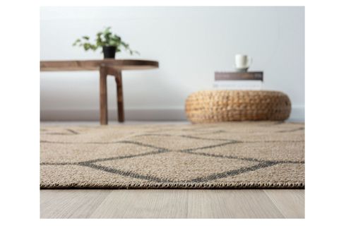 QUEEN SERİSİ JÜT HASIR GÖRÜNÜMLÜ DOKUMA MAKİNE HALISI, SIYAH, 160X250, 669
