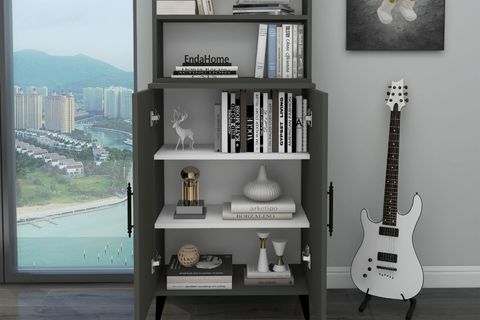 ORAS KLASİK KİTAPLIK, ANTRASİT, 6 RAFLI