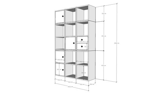 LEKSA 4 KAPAKLI ÇEKMECELİ RAFLI KİTAPLIK 97 CM BEYAZ KTP-1075-Ç